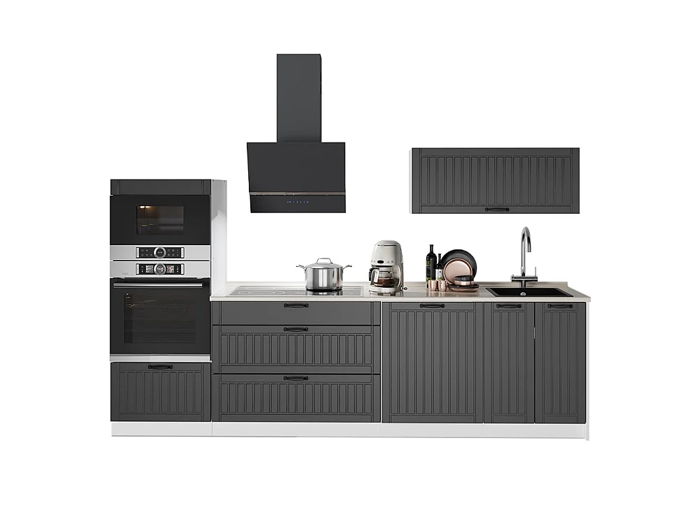 Cuisine gris foncé/blanc 280x60x153.6 fame-line