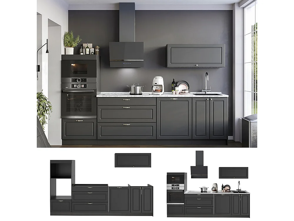 Kök herrgård i antracitguld/antracit 280x60x153.6 fame-line