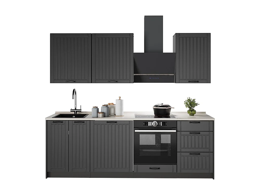 Cuisine gris foncé/anthracite 230x60x82 fame-line
