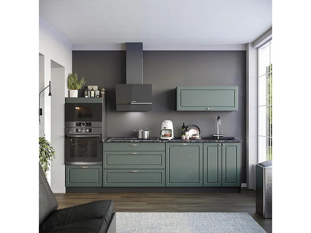 Kök grönt och guld lanthus/antracit 280x60x153.6 fame-line