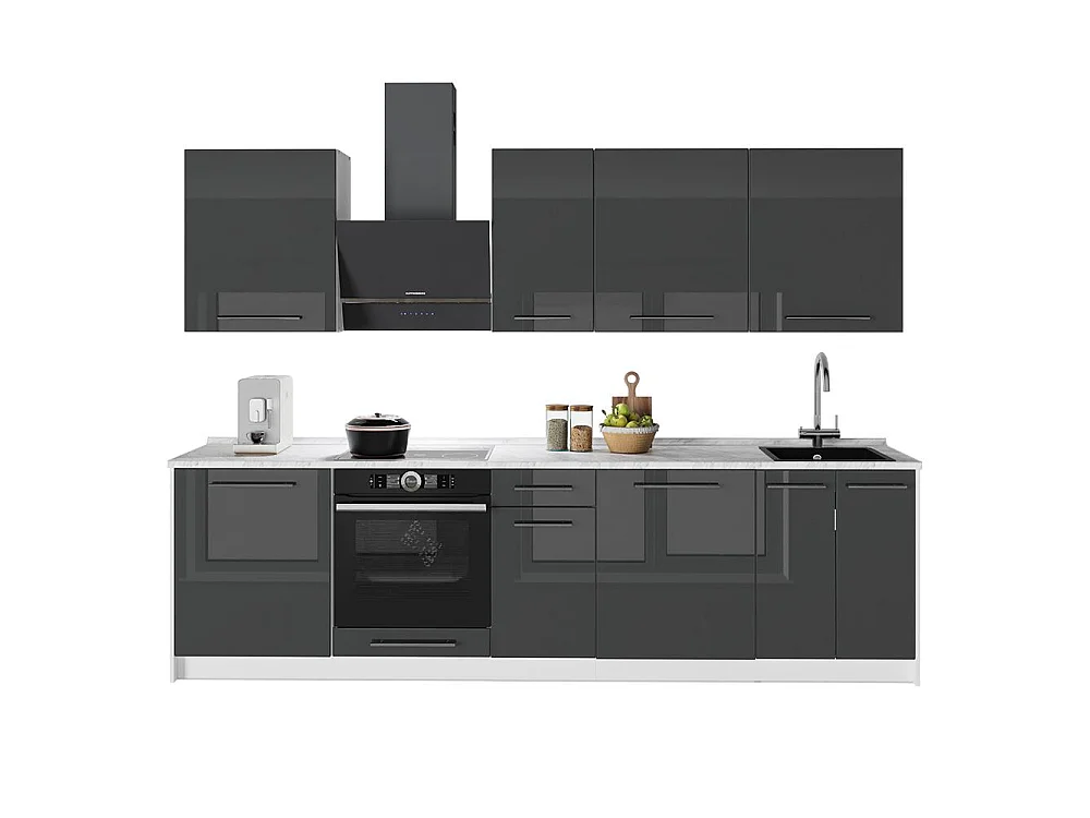 Cuisine anthracite haute brillance/blanc 280x51.6x82 fame-line