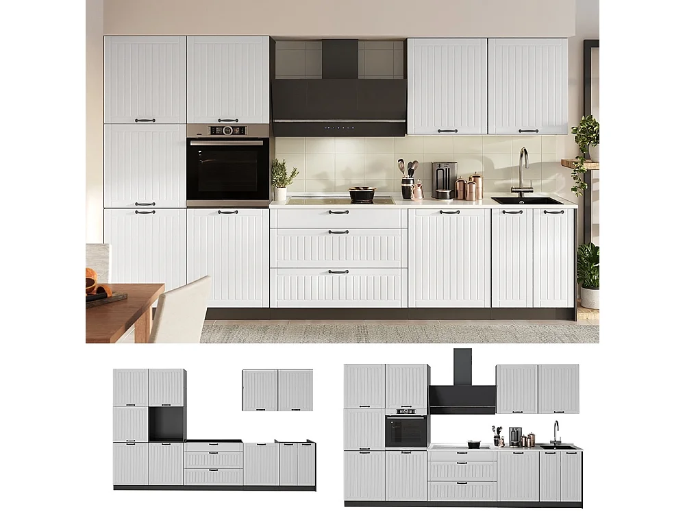 Kök vitt hus på landet/antracit 340x60x206.8 fame-line