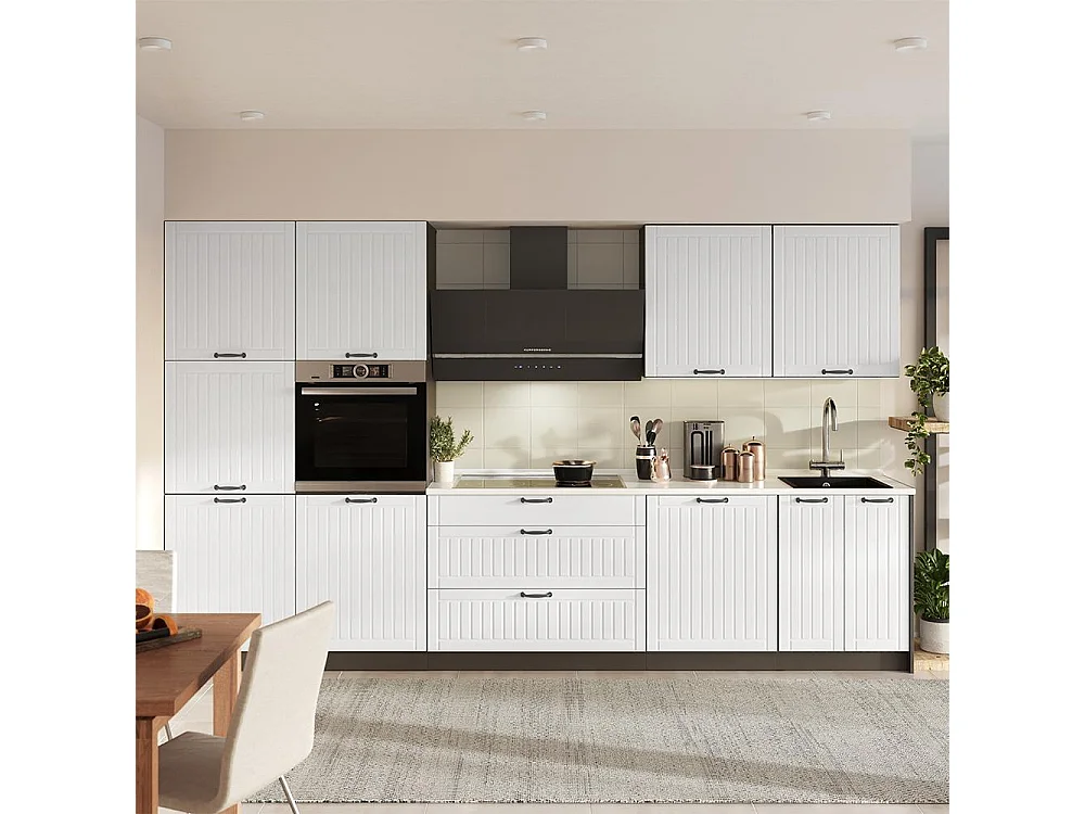 Kök vitt hus på landet/antracit 340x60x206.8 fame-line