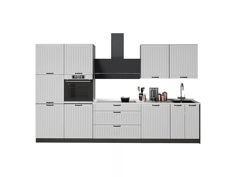 Kök vitt hus på landet/antracit 340x60x206.8 fame-line