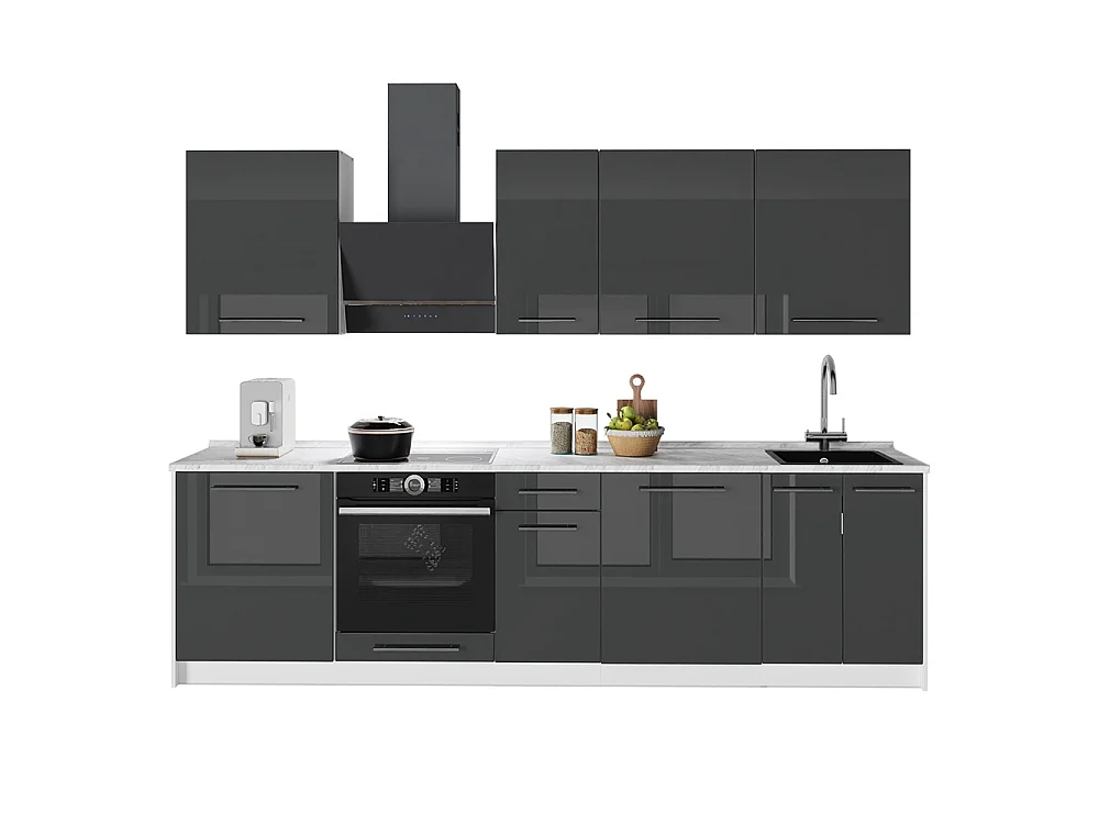 Cuisine anthracite haute brillance/blanc 280x60x82 fame-line