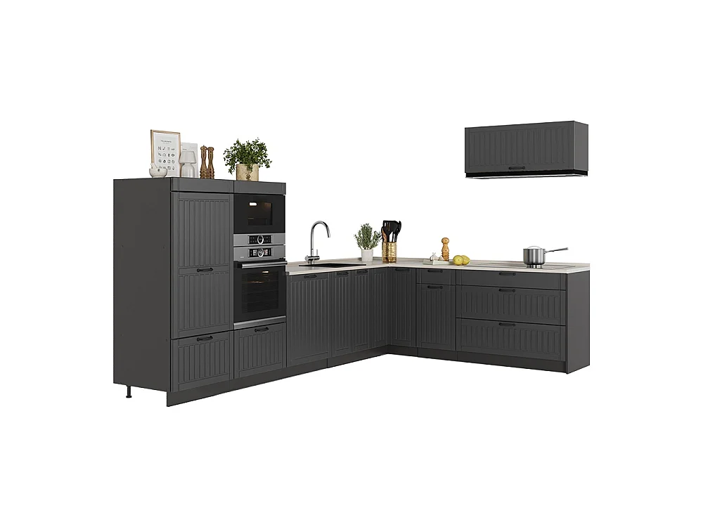 Cuisine en angle gris foncé/anthracite 327x60x153.6 fame-line