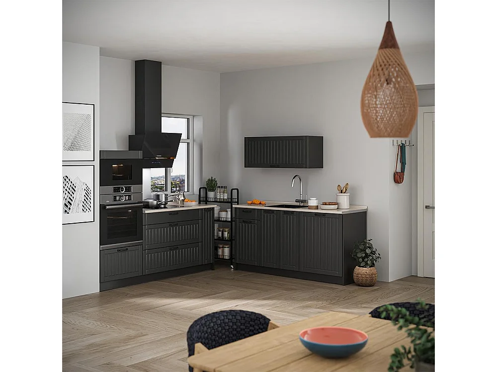 Cuisine gris foncé/anthracite 340x60x153.6 fame-line