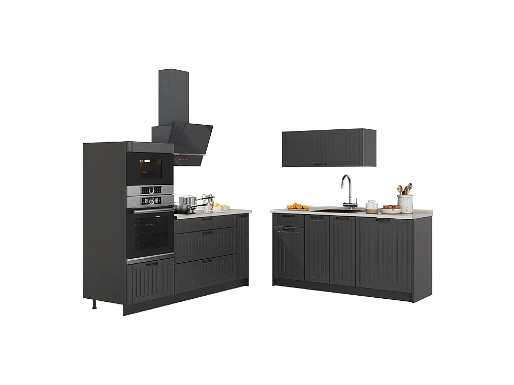 Cuisine gris foncé/anthracite 340x60x153.6 fame-line