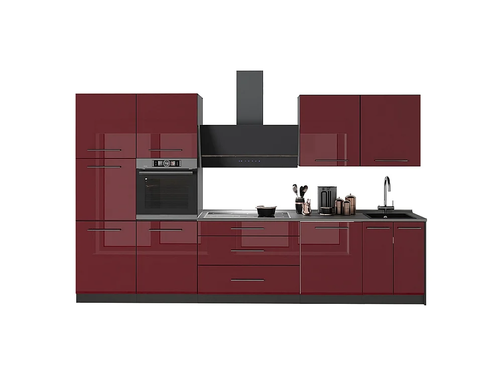 Kök bordeaux högblank/antracit 340x60x206.8 fame-line