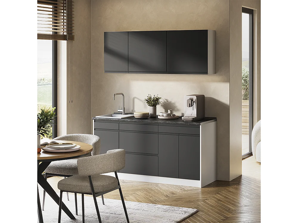 Enskilt kök antracit/vit 160x60x81.6 r-line