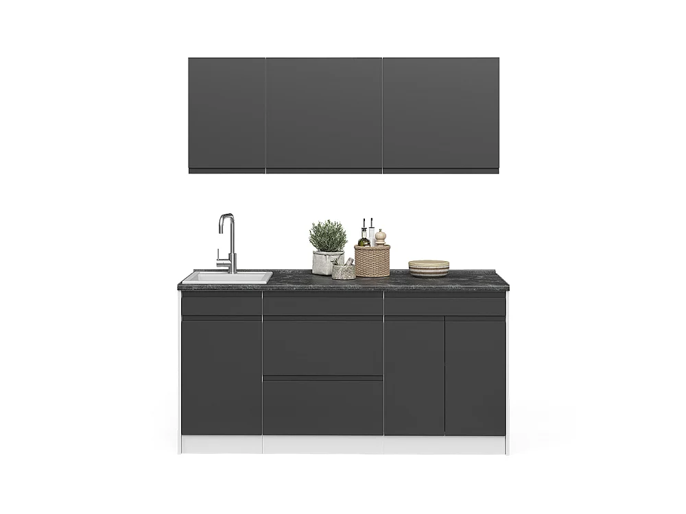 Enskilt kök antracit/vit 160x60x81.6 r-line
