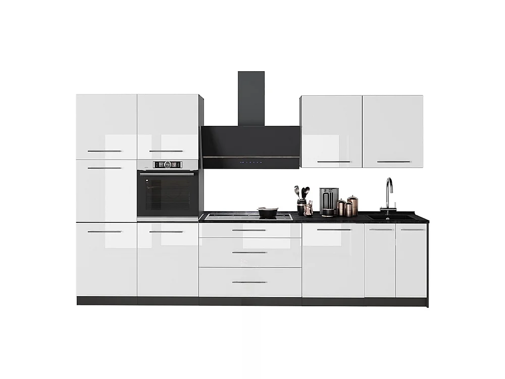 Kök vit högblank/antracit 340x60x206.8 fame-line