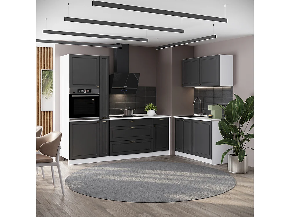 Kök herrgård i antracitguld/vit 220x60x206.8 fame-line