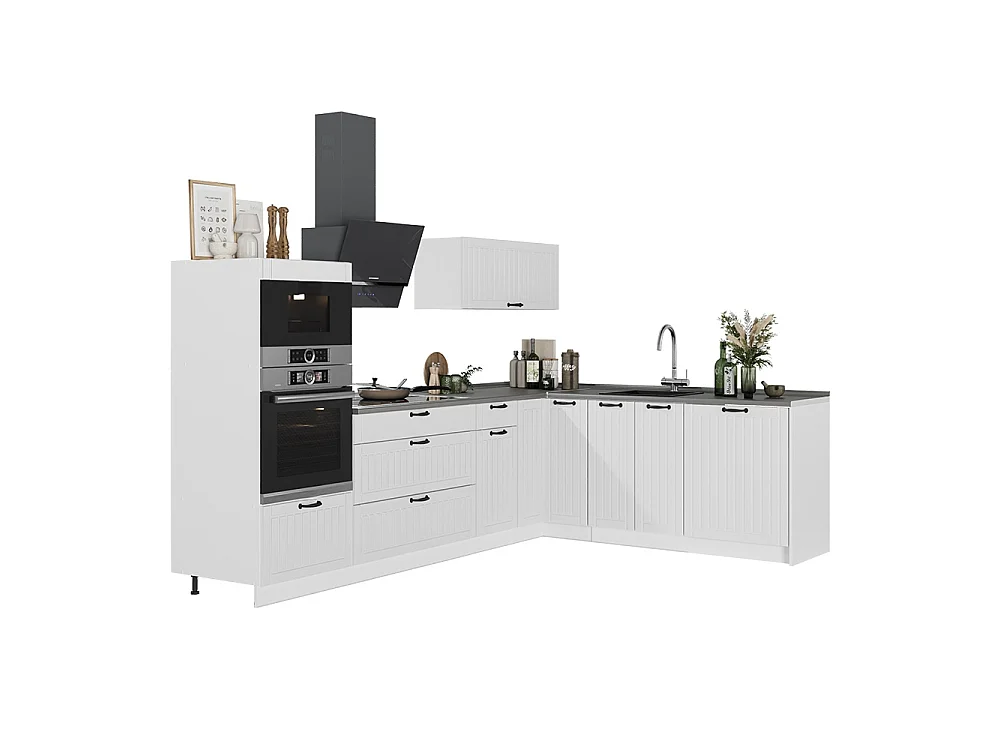Hörnkök vitt hus på landet/vit 287x60x153.6 fame-line