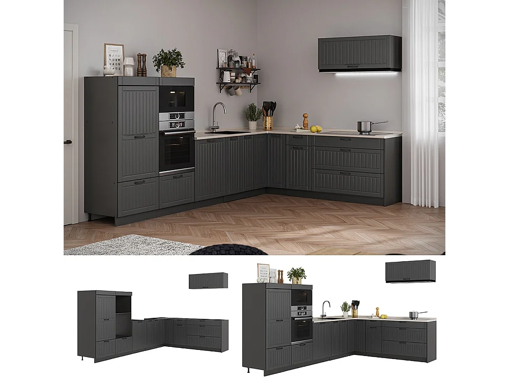 Hörnkök mörkgrå/antracit 327x60x153.6 fame-line