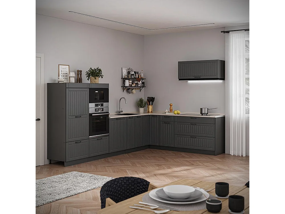 Hörnkök mörkgrå/antracit 327x60x153.6 fame-line