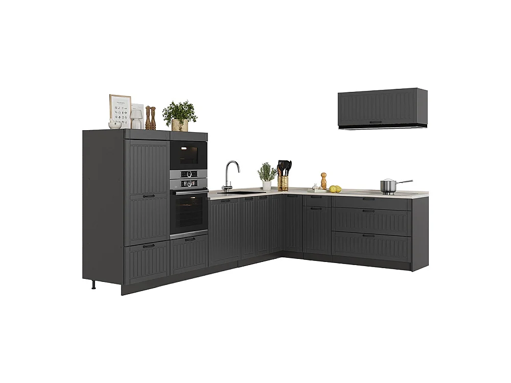 Hörnkök mörkgrå/antracit 327x60x153.6 fame-line