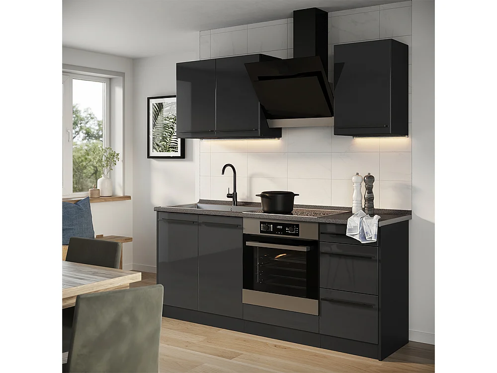 Cuisine anthracite haute brillance/anthracite 180x60x206.8 r-line