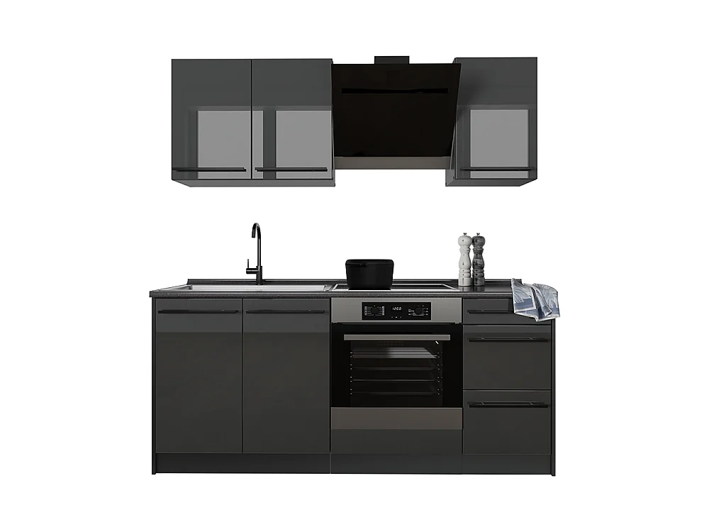 Cuisine anthracite haute brillance/anthracite 180x60x206.8 r-line