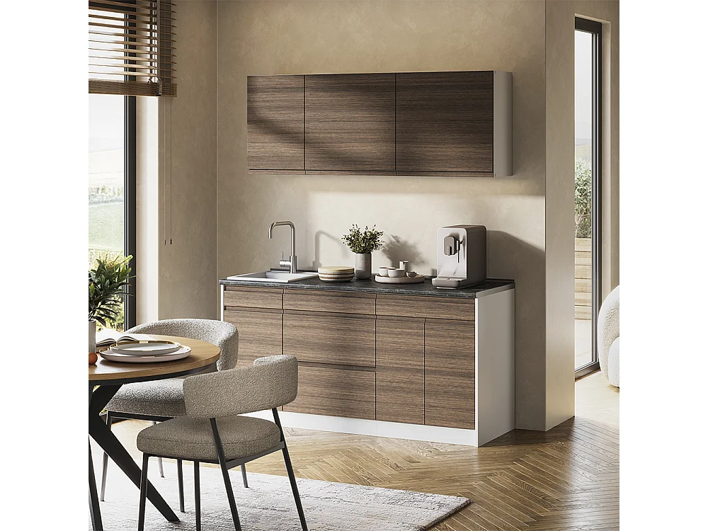 Pojedyncza kuchnia tytoń i orzech włoski/biały 160x60x81.6 r-line