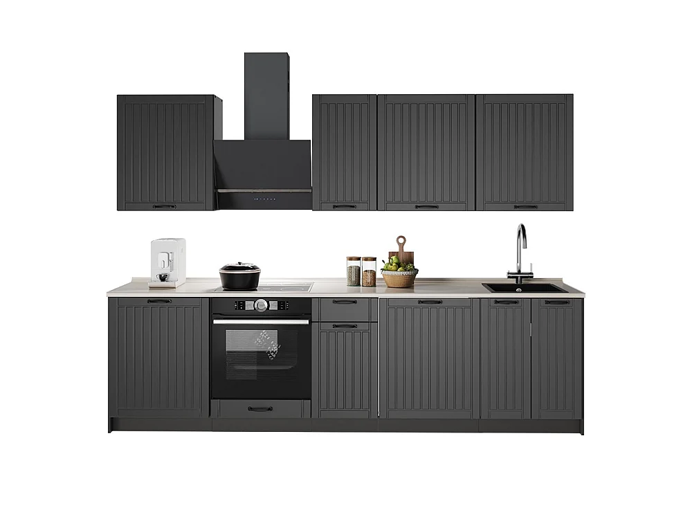 Cuisine gris foncé/anthracite 280x60x82 fame-line