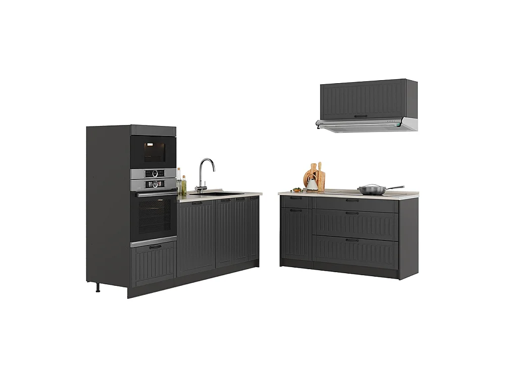 Cuisine gris foncé/anthracite 340x60x153.6 fame-line