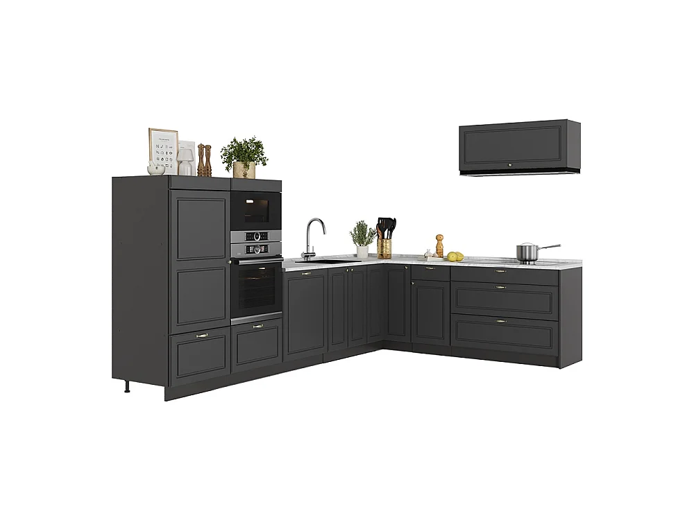Hörnkök herrgård i antracitguld/antracit 327x60x153.6 fame-line