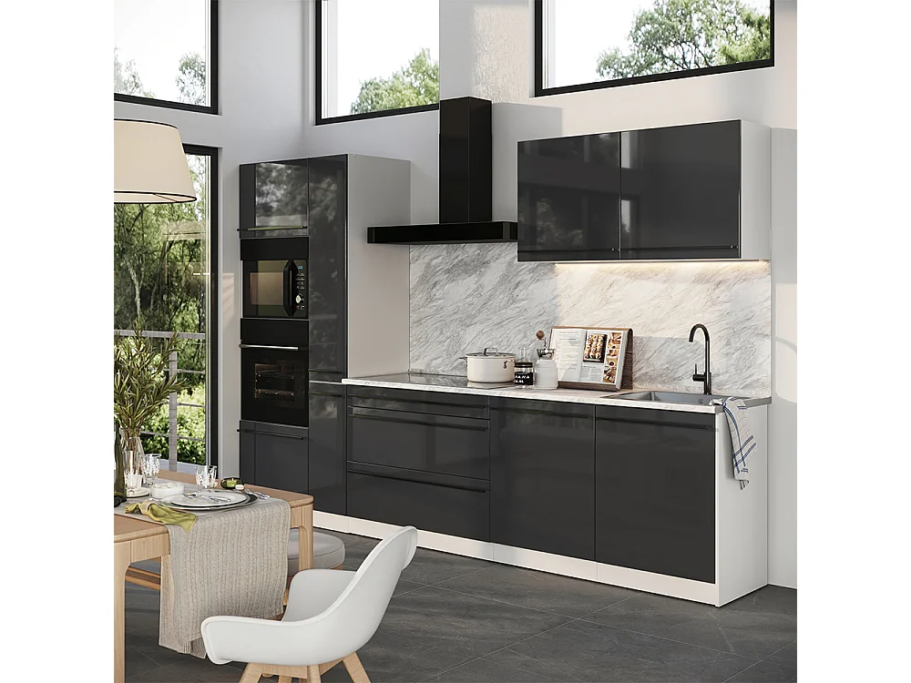 Cuisine anthracite haute brillance/blanc 310x60x206.8 r-line