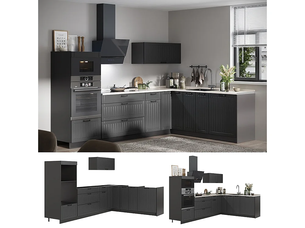 Kuchnia narożna ciemnoszary/antracyt 287x60x153.6 fame-line