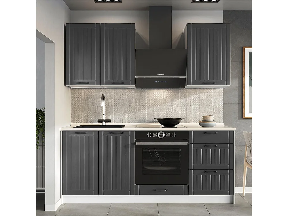 Cuisine gris foncé/blanc 190x51.6x82 fame-line