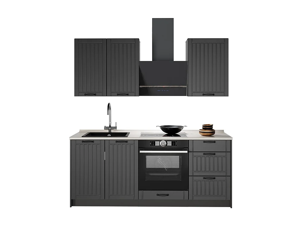 Cuisine gris foncé/anthracite 190x60x82 fame-line
