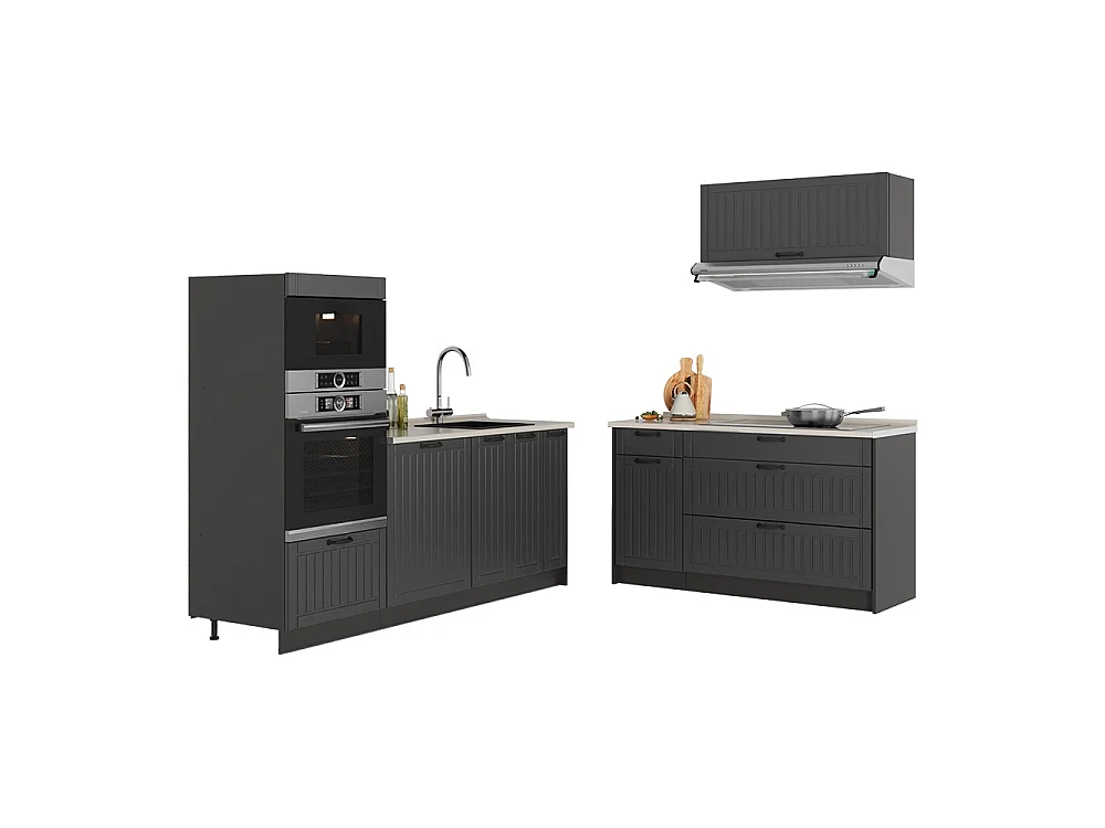Cuisine gris foncé/anthracite 340x60x153.6 fame-line