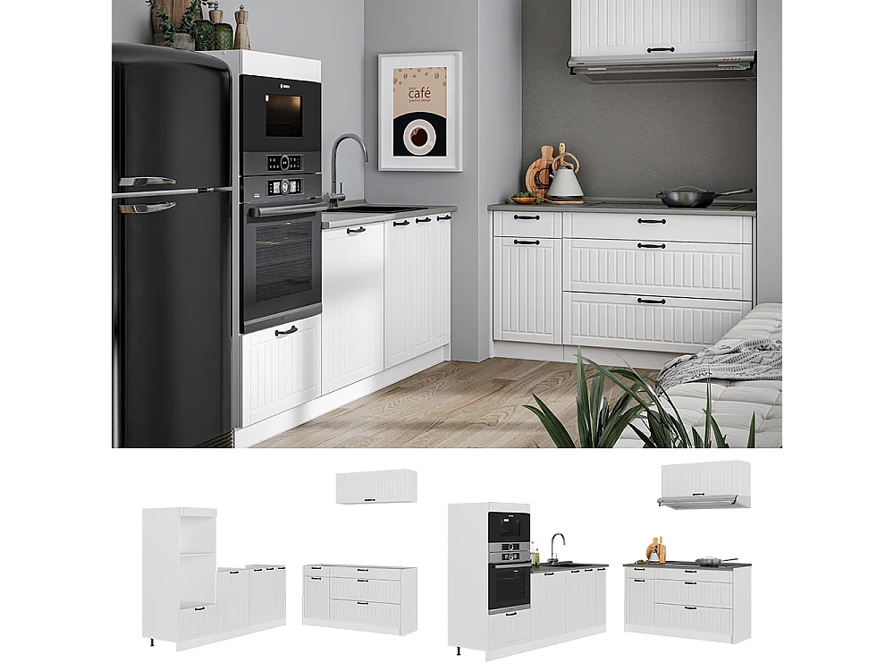 Kök vitt hus på landet/vit 340x51.6x153.6 fame-line