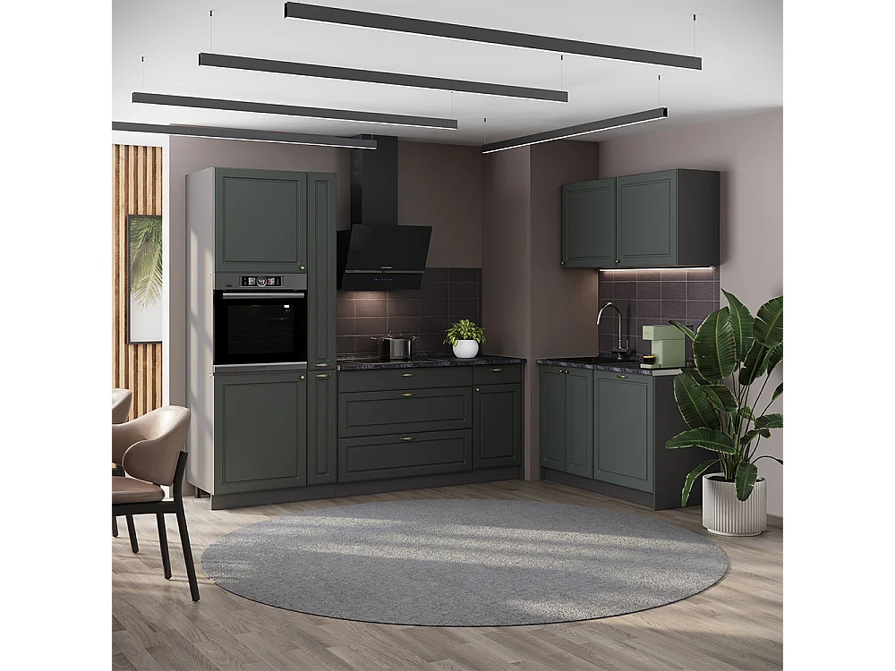 Kök grönt och guld lanthus/antracit 220x51.6x206.8 fame-line