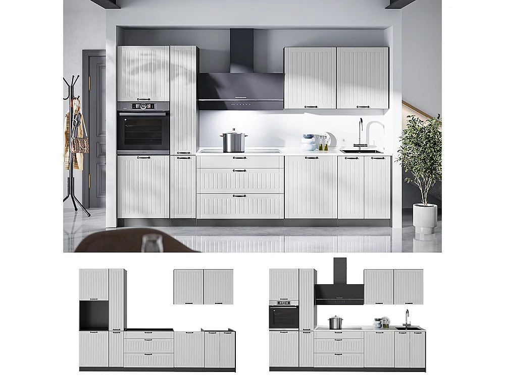 Kök vitt hus på landet/antracit 310x60x206.8 fame-line