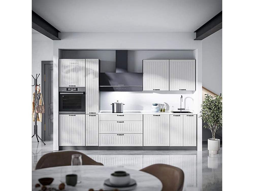 Kök vitt hus på landet/antracit 310x60x206.8 fame-line