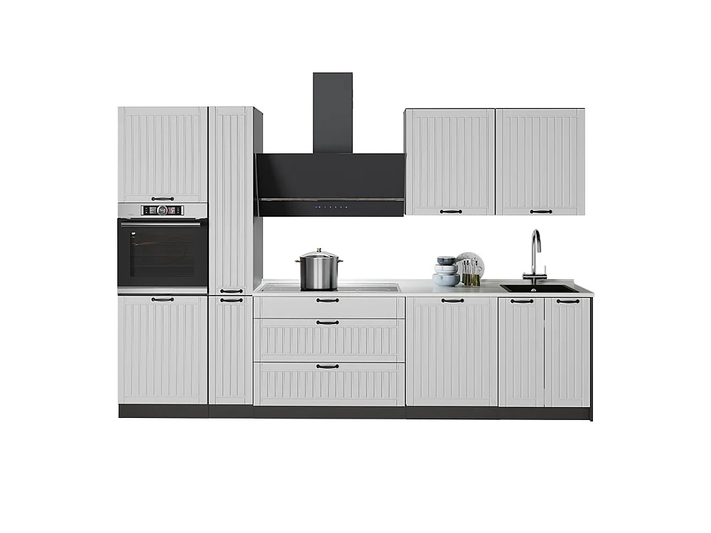 Kök vitt hus på landet/antracit 310x60x206.8 fame-line
