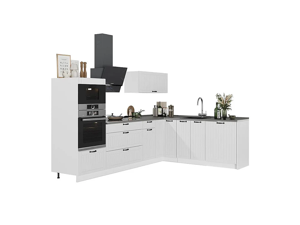 Hörnkök vitt hus på landet/vit 287x51.6x153.6 fame-line