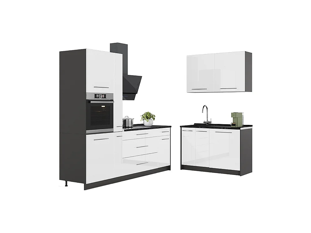 Kök vit högblank/antracit 220x60x206.8 fame-line