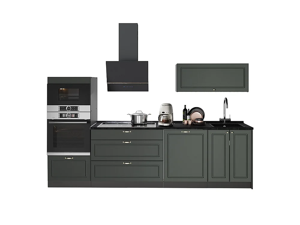 Kök grönt och guld lanthus/antracit 280x60x153.6 fame-line