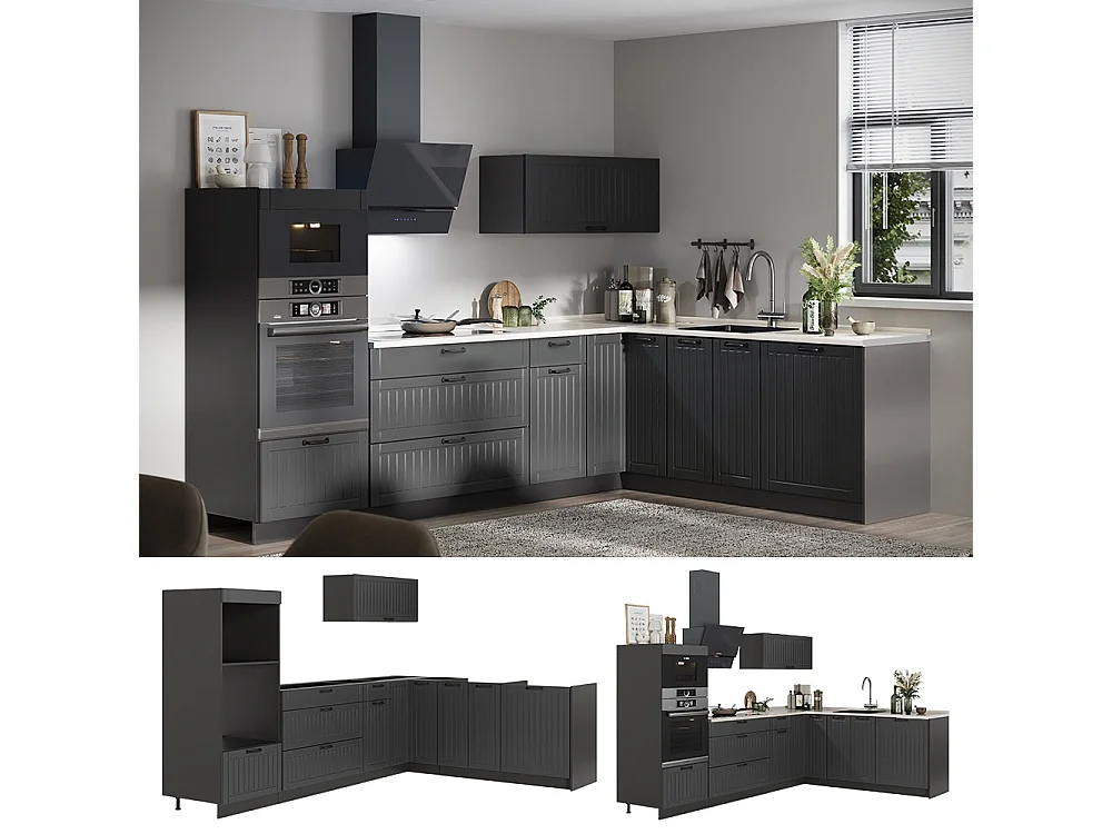 Kuchnia narożna ciemnoszary/antracyt 287x60x153.6 fame-line