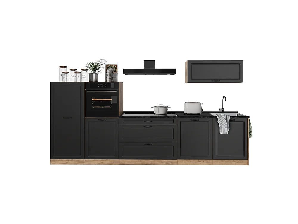 Cuisine anthracite campagne/chêne doré 340x60x143 r-line