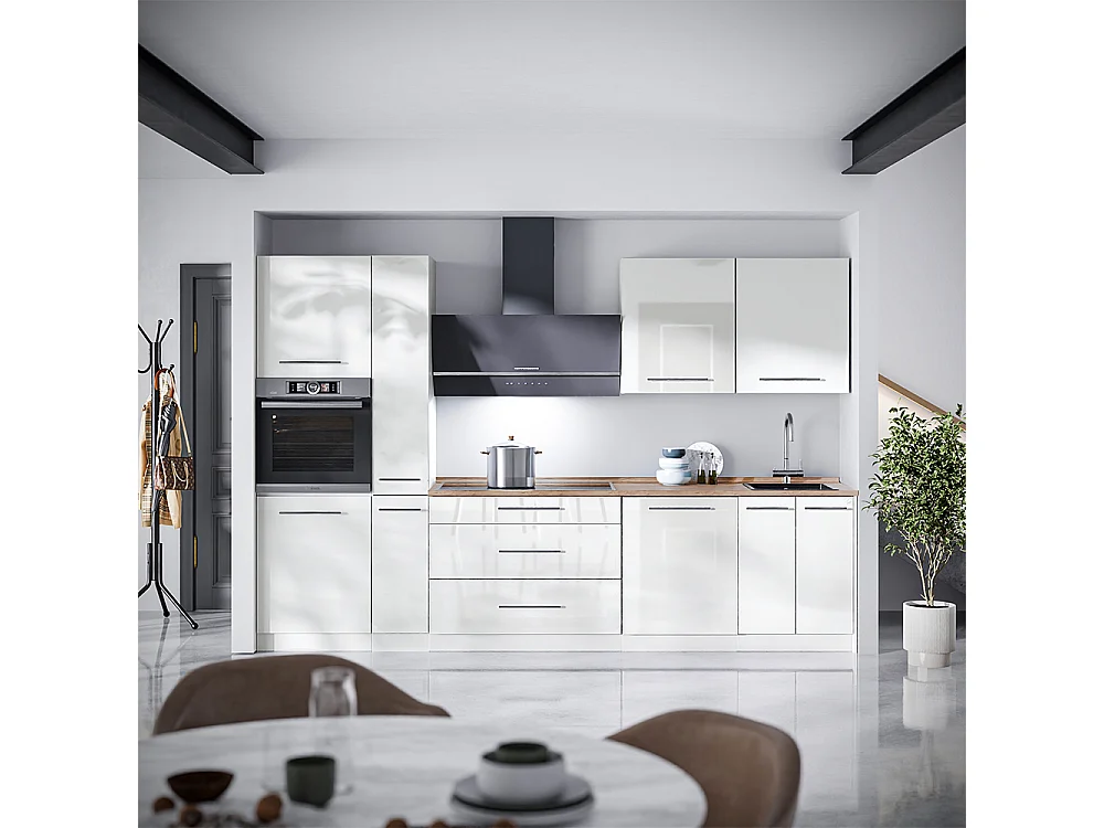 Kök vit högblank/vit 310x60x206.8 fame-line