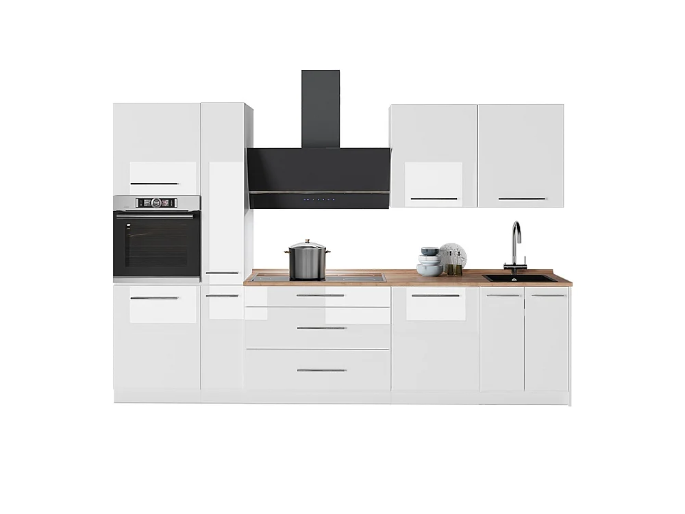 Kök vit högblank/vit 310x60x206.8 fame-line