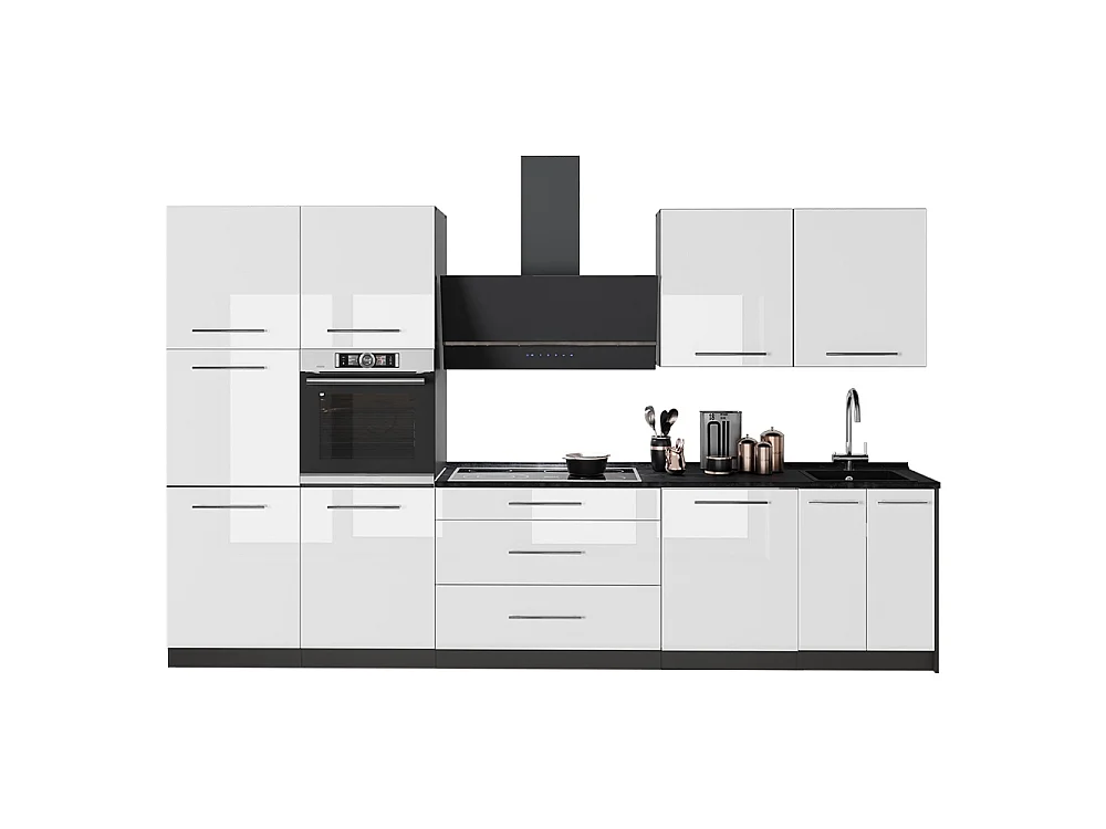 Kök vit högblank/antracit 340x51.6x206.8 fame-line