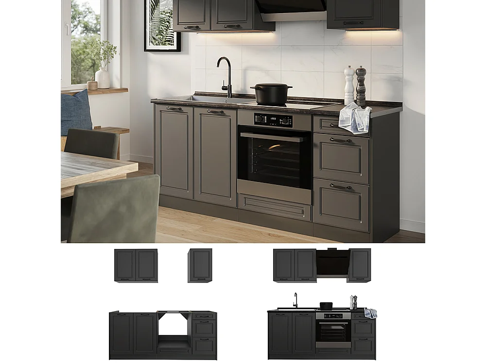 Cuisine anthracite campagne/anthracite 180x60x206.8 r-line