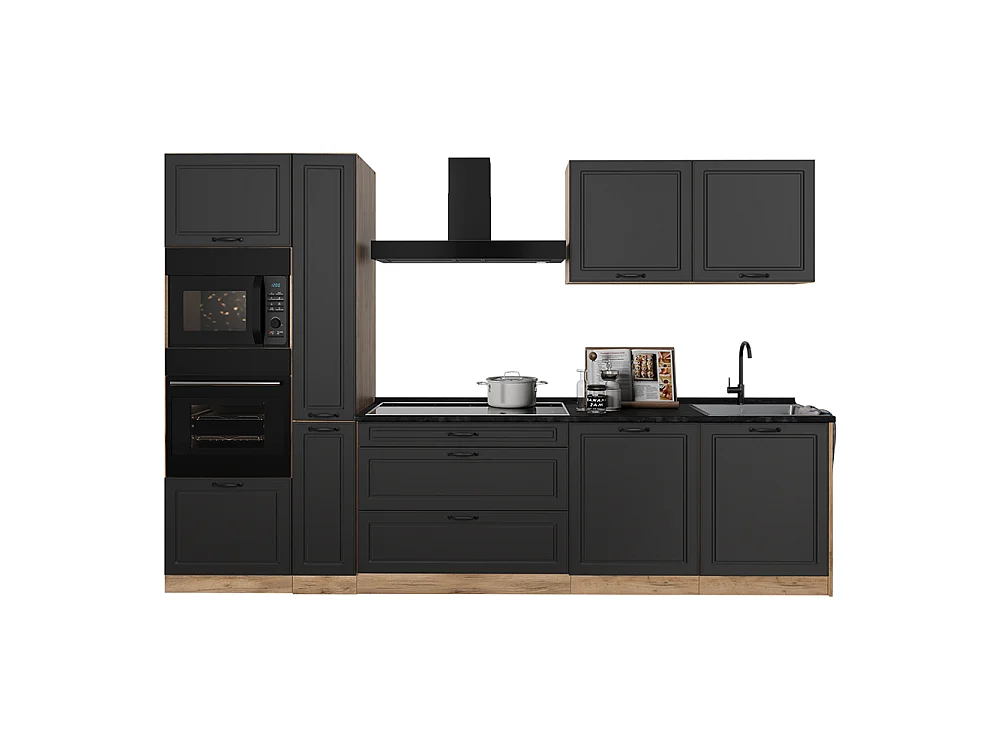 Cuisine anthracite campagne/chêne doré 310x60x206.8 r-line