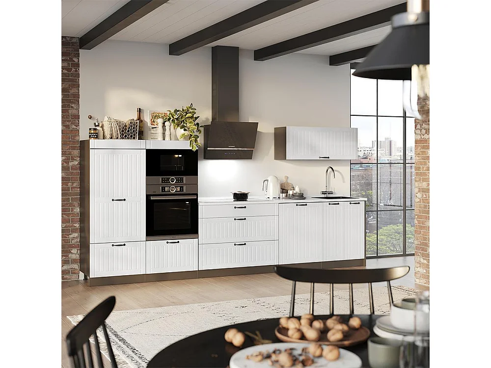 Kök vitt hus på landet/antracit 340x51.6x153.6 fame-line