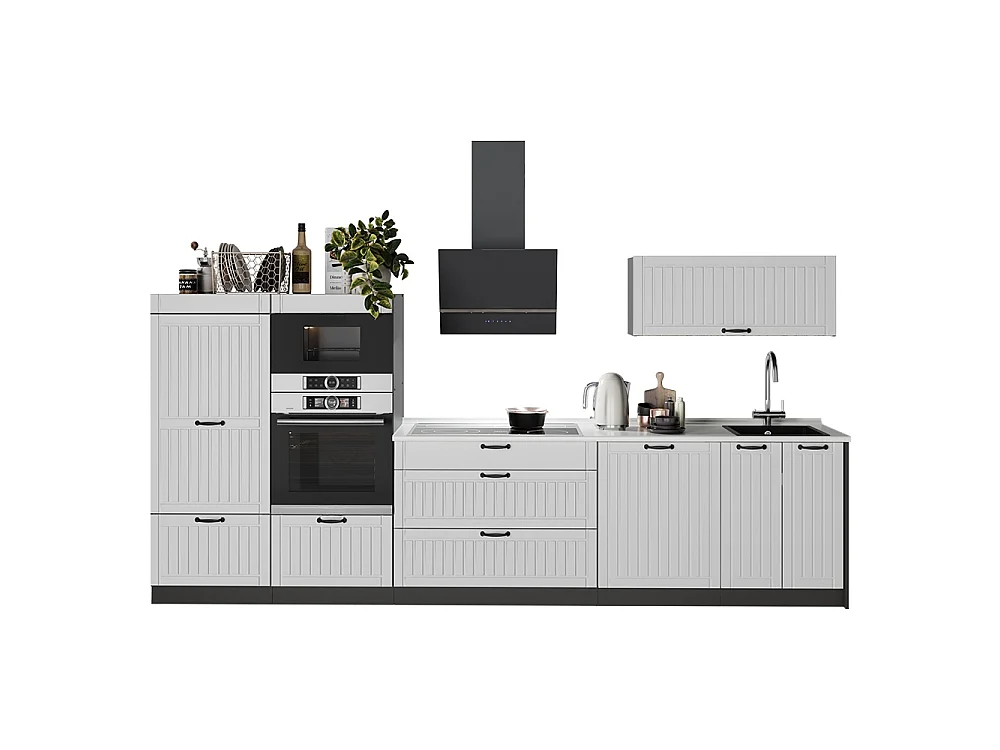 Kök vitt hus på landet/antracit 340x51.6x153.6 fame-line