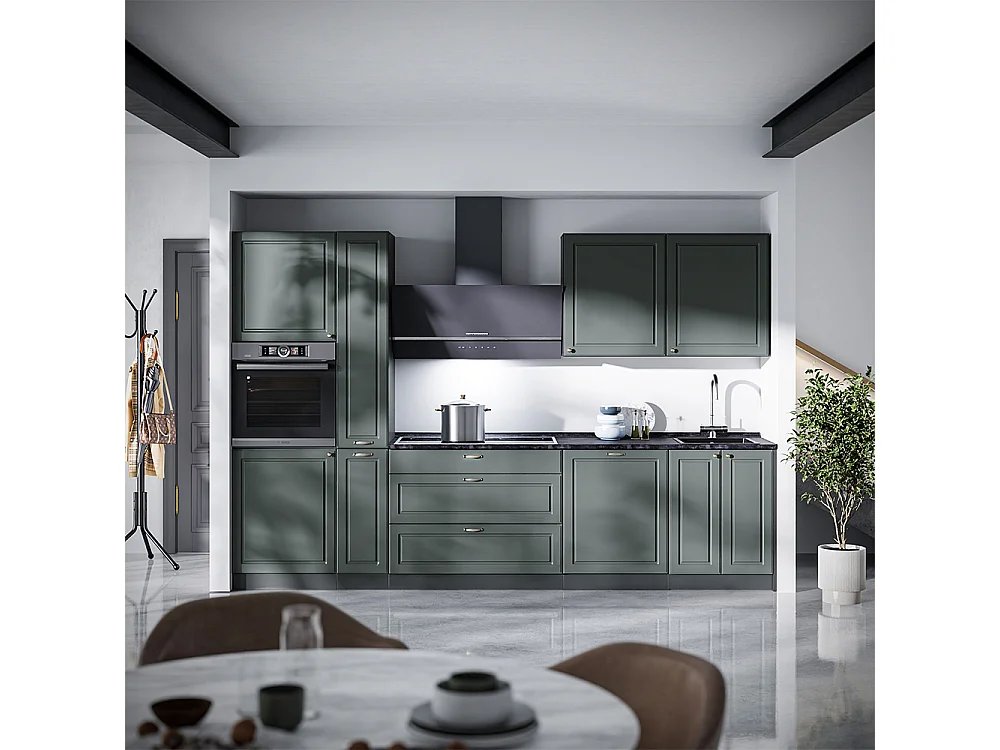 Kök grönt och guld lanthus/antracit 310x51.6x206.8 fame-line